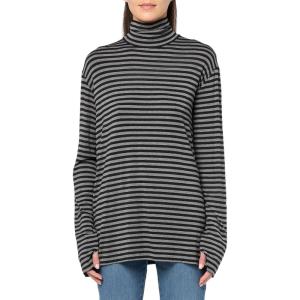 Norma Kamali Women’s Long Sleeve Turtleneck Easy Fit Top(Black/Grey)