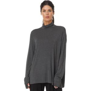 Norma Kamali Women’s Long Sleeve Turtleneck Easy Fit Top(Dark Grey)