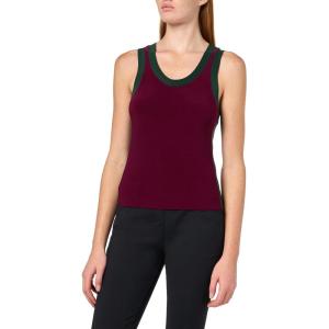 Norma Kamali Women’s Side Stripe Racer Tee(Plum/Dark Emerald)