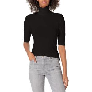 Norma Kamali Womens Slim Fit Short Sleeve Turtle Top(Black)