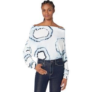 Norma Kamali womens Off Shoulder All in One Bodysuit(Blue Tye Dye)