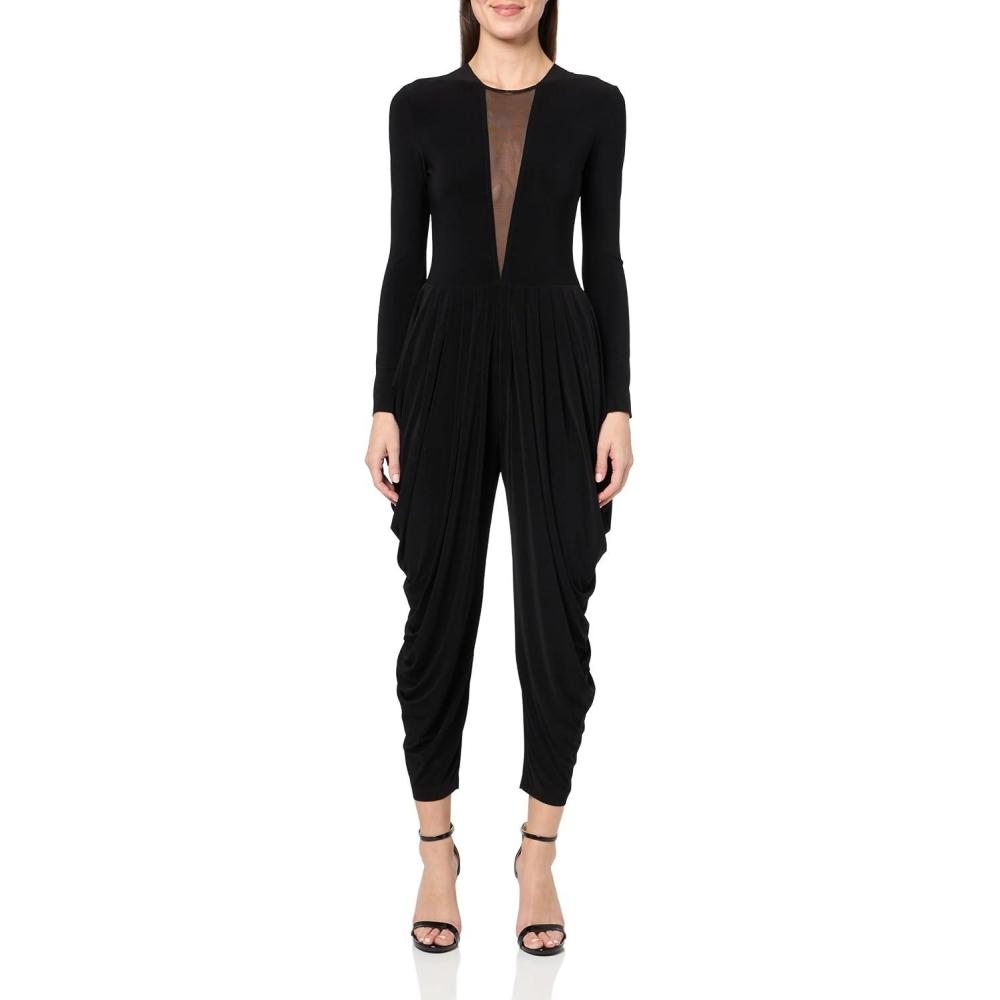 image:imageNorma Kamali womens Waterfall Jumpsuit WMesh InsertBlack