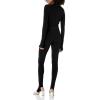 Norma Kamali womens Long Sleeve Deep Scoop Neck Catsuit W/Footie(Black)