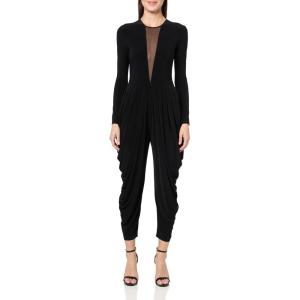 Norma Kamali womens Waterfall Jumpsuit W/Mesh Insert(Black)