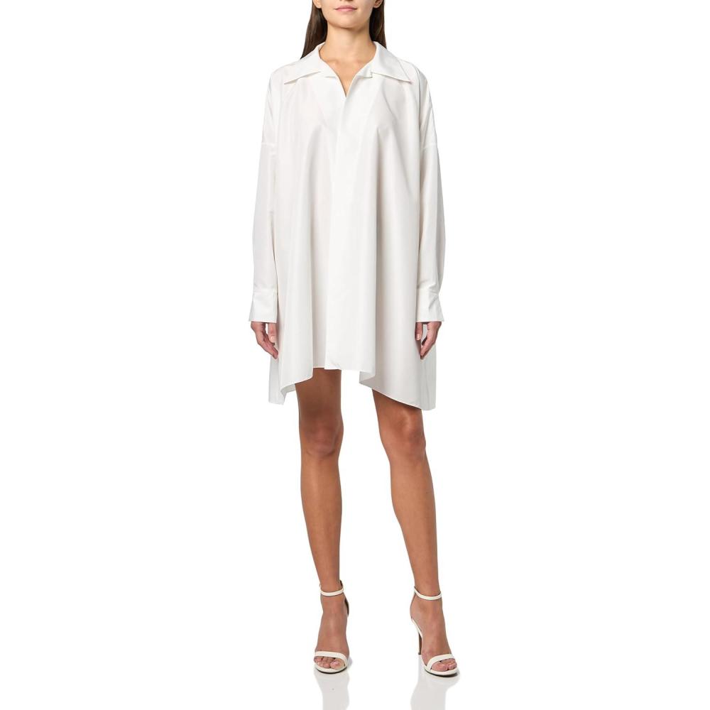 image:imageNorma Kamali Womens Super Oversized Nk Shirt Dress Above Knee OpenSnow White
