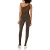 Norma Kamali womens Snake Mesh Catsuit W/Footsie(Chocolate/Chocolate)