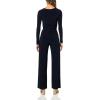 Norma Kamali womens V Neck Longsleeve Shirred Waist Jumpsuit (24)(Midnight)