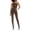 Norma Kamali womens Snake Mesh Catsuit W/Footsie(Chocolate/Chocolate)