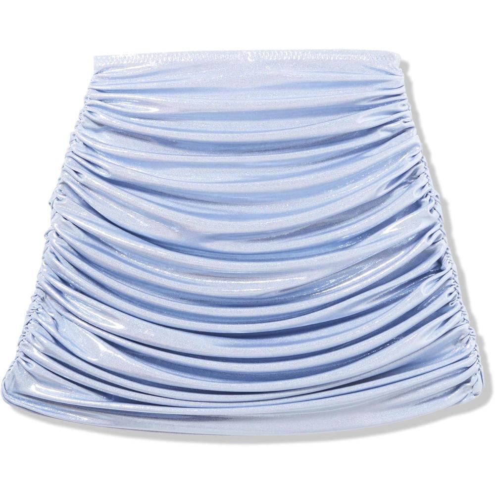 image:imageNORMA KAMALI Womens Shirred MINI Skirt 24 Misty Blue