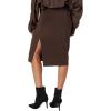 Norma Kamali Women’s Side Slit Skirt Cover The Knee(Chocolate)