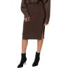 Norma Kamali Women’s Side Slit Skirt Cover The Knee(Chocolate)