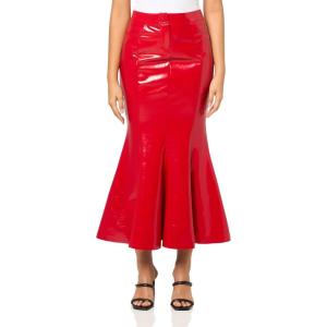 Norma Kamali Women’s Fishtail Jean Skirt to Midcalf(Tiger Red)