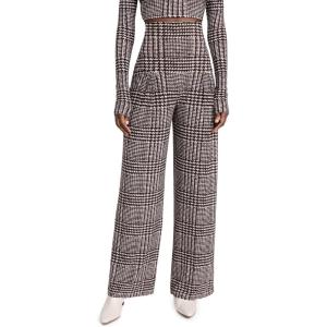 Norma Kamali Women’s High Waist Pleat Pants(Chocolate Glenn Plaid Tweed)