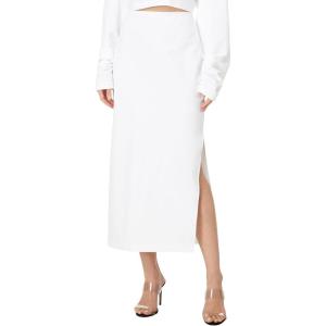 Norma Kamali Women’s Side Slit Midcalf Skirt(Snow White)