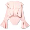 Norma Kamali Women’s Long Sleeve Deep V Ruffle Bodysuit(Ballet Pink)
