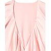 Norma Kamali Women’s Long Sleeve Deep V Ruffle Bodysuit(Ballet Pink)
