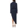 Norma Kamali Womens Oversized Boyfriend Nk Shirt Side Drape Gown(True Navy Pinstripe)