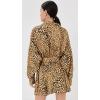 Norma Kamali Women’s Super Oversized Shirt Flared Mini Dress(Cheetah Patch)