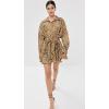 Norma Kamali Women’s Super Oversized Shirt Flared Mini Dress(Cheetah Patch)