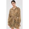 Norma Kamali Women’s Super Oversized Shirt Flared Mini Dress(Cheetah Patch)