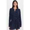 Norma Kamali Women’s Super Oversized Shirt Flared Mini Dress(True Navy Pinstripe)