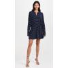 Norma Kamali Women’s Super Oversized Shirt Flared Mini Dress(True Navy Pinstripe)