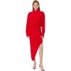 Norma Kamali Womens Oversized Boyfriend Nk Shirt Side Drape Gown(Tiger Red)