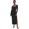 Norma Kamali Women’s Scoop Neck Side Slit Gown(Black)