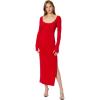 Norma Kamali Women’s Scoop Neck Side Slit Gown(Tiger Red)