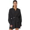 Norma Kamali Women’s Super Oversized Shirt Flared Mini Dress(Black)