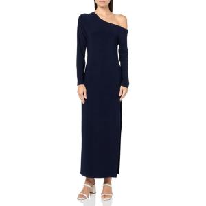 Norma Kamali Women’s Long Sleeve Drop Shoulder Side Slit Gown(True Navy)