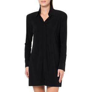 Norma Kamali Women’s Nk Shirt Mini Dress W/Shoulder Pads(Black)