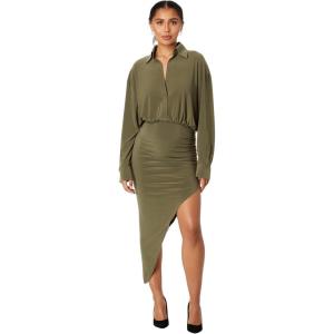 Norma Kamali Womens Oversized Boyfriend Nk Shirt Side Drape Gown(Military)