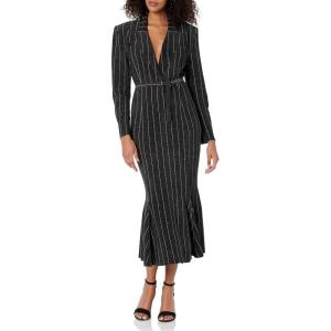 Norma Kamali Women’s Single Breasted Fishtail Dress to Midcalf(Woven Pinstripe)
