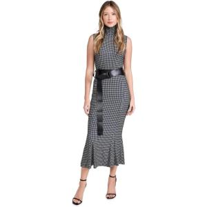 Norma Kamali Women’s Sleeveless Turtleneck Fishtail Dress(Mini Houndstooth)