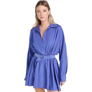 Norma Kamali Women’s Super Oversized Shirt Flared Mini Dress(Military Blue)