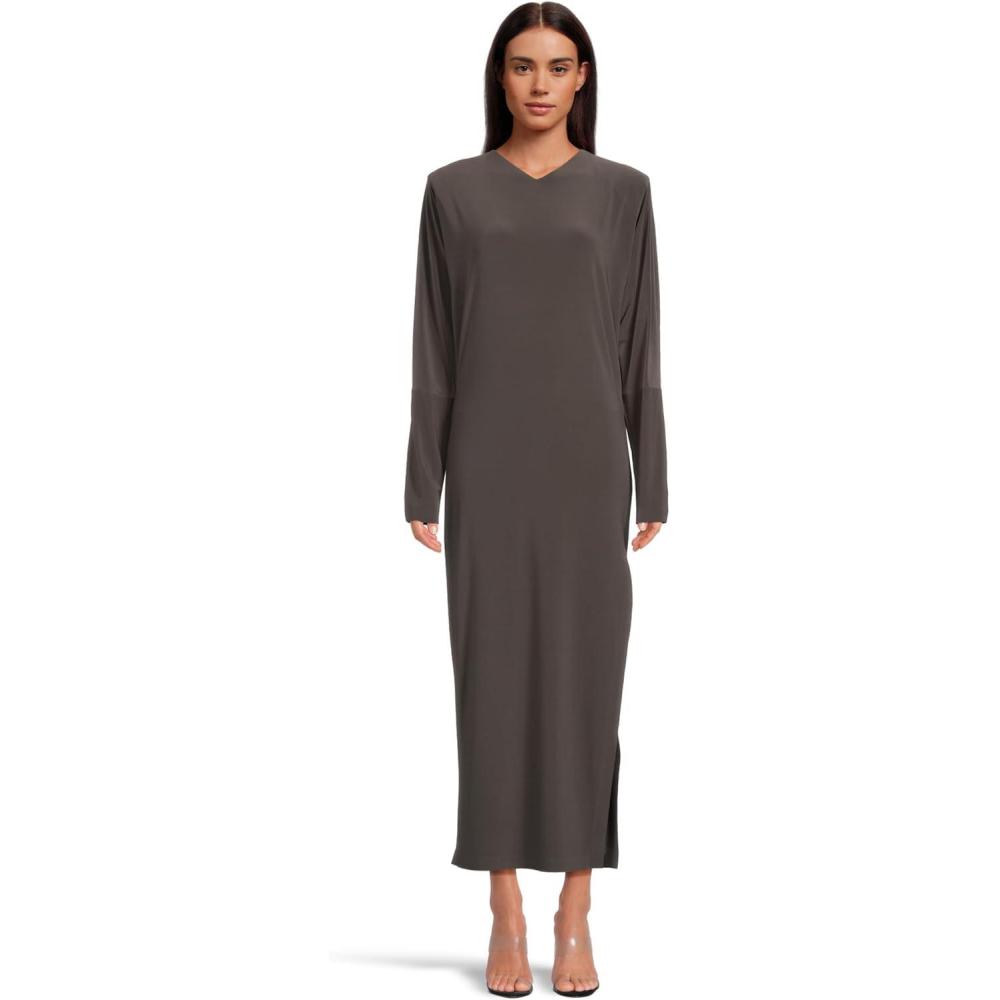 image:imageNorma Kamali Womens Dolman V Neck Side Slit Gown WShoulder PadsEspresso