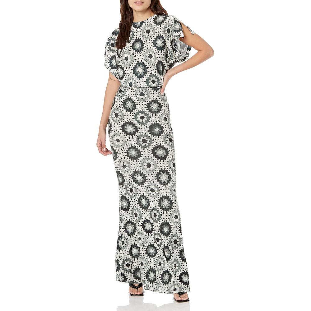 image:imageNorma Kamali Womens Obie Gown WZipperGrey Crochet