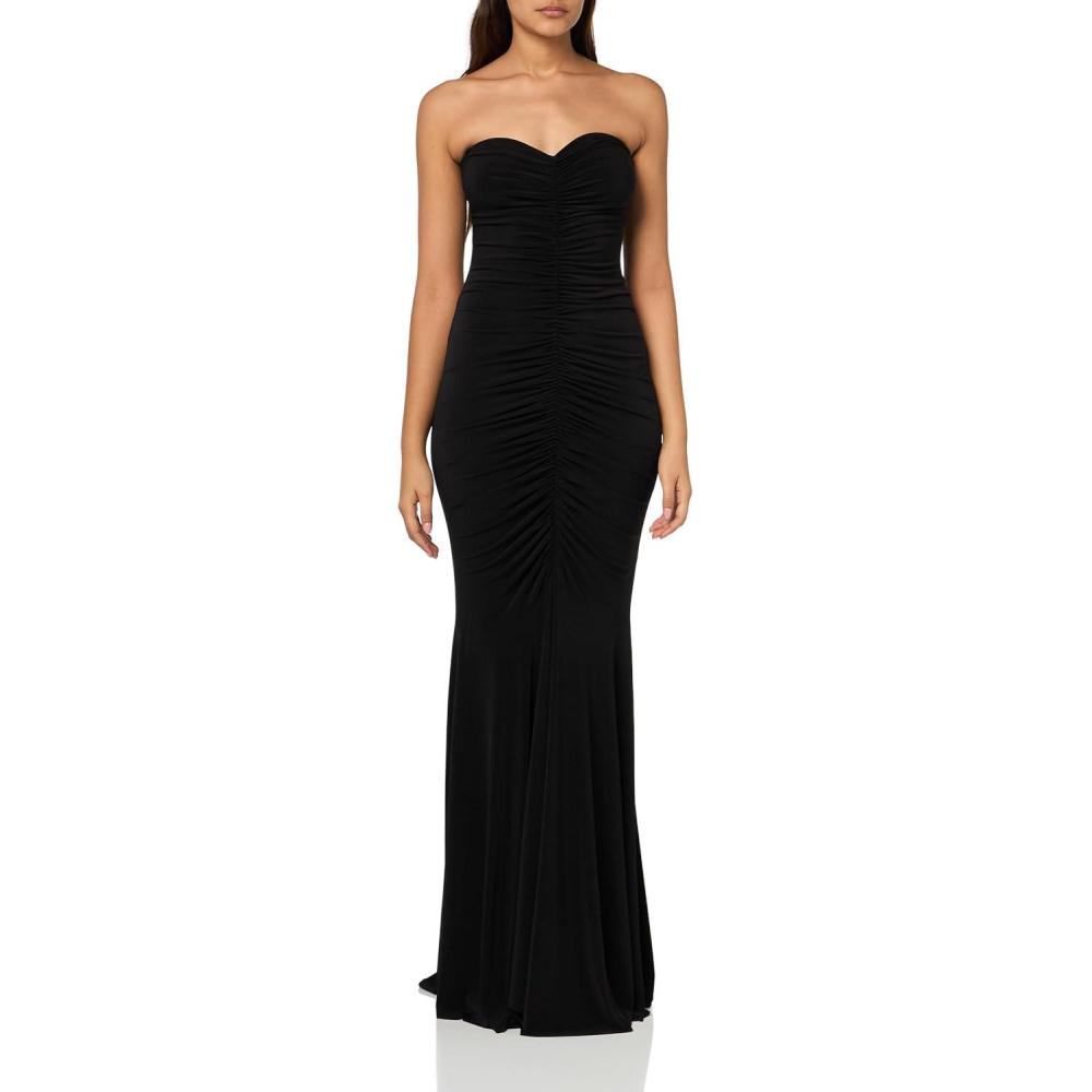 image:imageNorma Kamali Womens Strapless Shirred Front Fishtail GownBlack