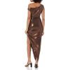 Norma Kamali Women’s Drop Shoulder Side Drape Gown(Chocolate)