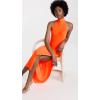 Norma Kamali Women’s Halter Turtle Side Slit Gown, SOS, Orange, S