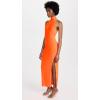 Norma Kamali Women’s Halter Turtle Side Slit Gown, SOS, Orange, S