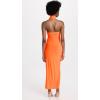 Norma Kamali Women’s Halter Turtle Side Slit Gown, SOS, Orange, S