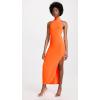 Norma Kamali Women’s Halter Turtle Side Slit Gown, SOS, Orange, S