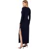 Norma Kamali Womens Long Sleeve Crewneck Side Slit Gown(True Navy)