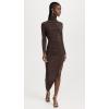 Norma Kamali Women’s Long Sleeve Turtle Neck Side Drape Gown(Chocolate)