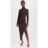 Norma Kamali Women’s Long Sleeve Turtle Neck Side Drape Gown(Chocolate)