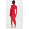 Norma Kamali Women’s Long Sleeve Turtle Neck Side Drape Gown(Tiger Red)