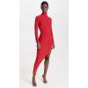 Norma Kamali Women’s Long Sleeve Turtle Neck Side Drape Gown(Tiger Red)