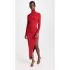 Norma Kamali Women’s Long Sleeve Turtle Neck Side Drape Gown(Tiger Red)